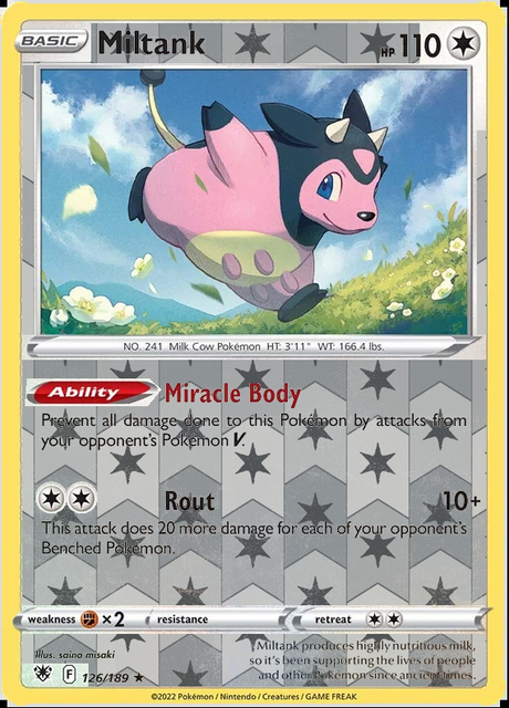 Miltank 126/189, Astral Radiance, Reverse Holo finish, representative matte composite