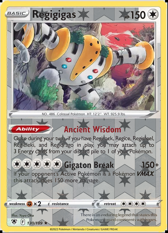 Regigigas 130/189, Astral Radiance, Reverse Holo finish, representative matte composite