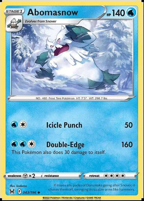 Abomasnow Lost Origin Pokemon Single Card 043/196