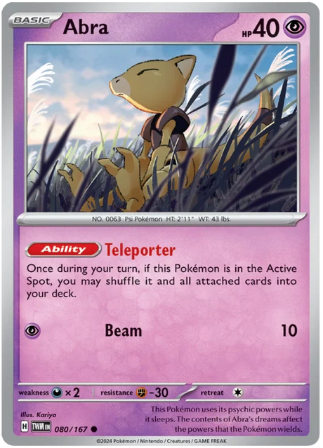 Abra Twilight Masquerade Pokemon Single 080/167
