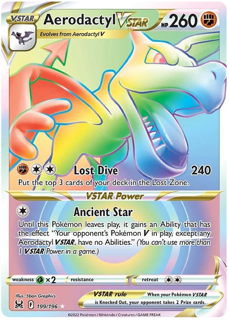Areodactyl VSTAR (Secret) Lost Origin Pokemon Single Card 199/196