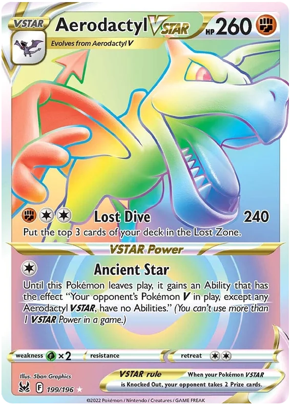 Areodactyl VSTAR (Secret) Lost Origin Pokemon Single Card 199/196