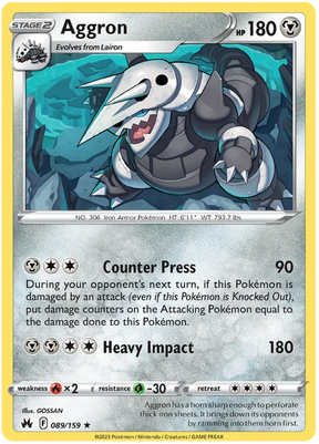 Aggron Crown Zenith Pokemon Card Single