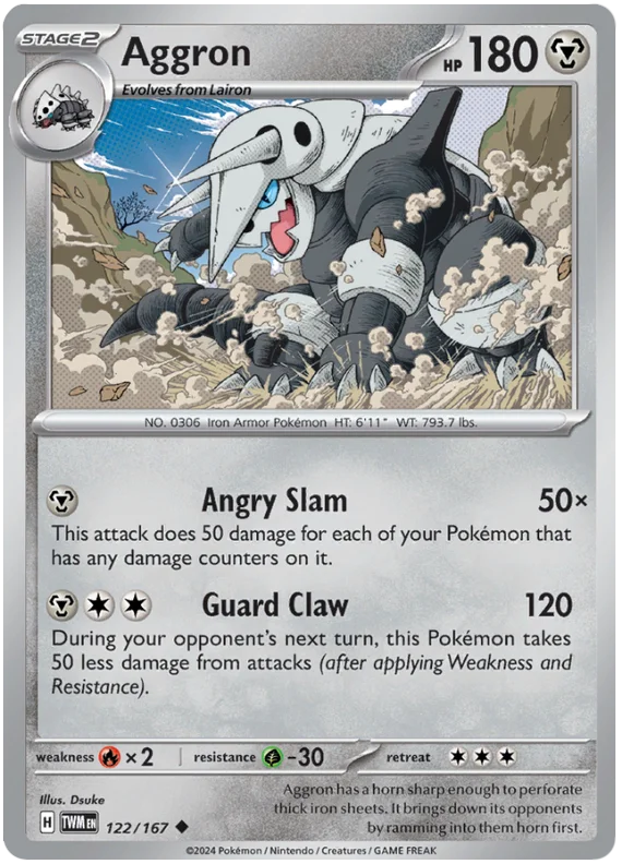 Aggron Twilight Masquerade Pokemon Single 122/167