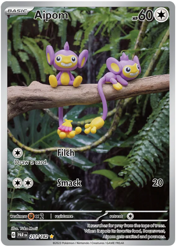 Aipom Illustration Rare Paradox Rift Single Pokemon Card 211/182