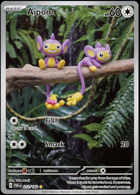 Aipom Illustration Rare Paradox Rift Single Pokemon Card 211/182