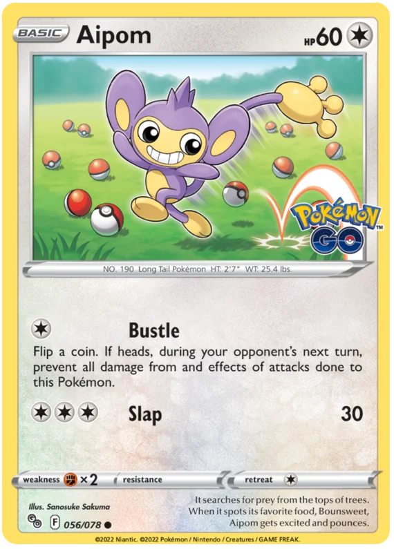 Aipom Pokemon GO Card Singles 056/078