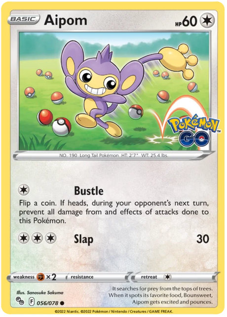 Aipom Pokemon GO Card Singles 056/078