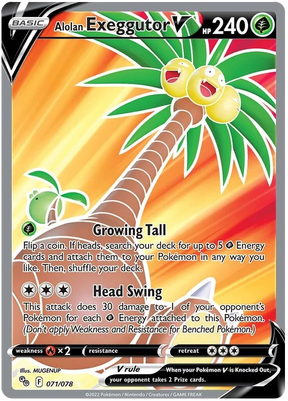 Alolan Exeggutor V (Full Art) Pokemon GO Card Singles 071/078