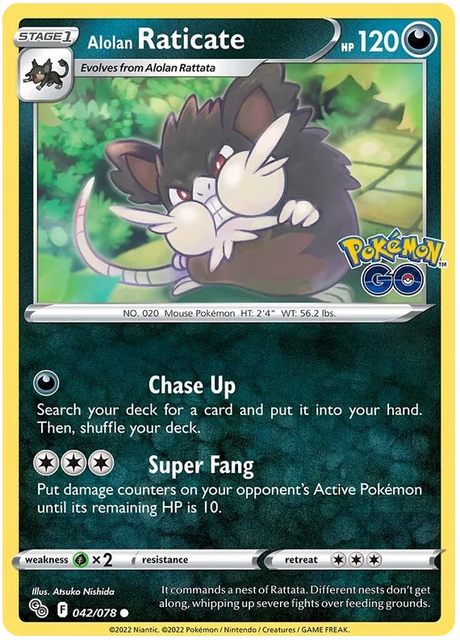 Alolan Raticate Pokemon GO Card Singles 042/078