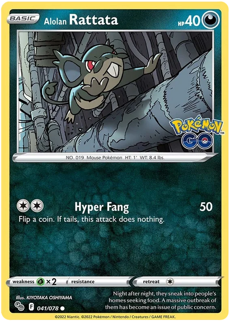 Alolan Rattata Pokemon GO Card Singles 041/078