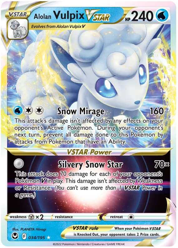 Alolan Vulpix VSTAR Silver Tempest Pokemon Single 034/195