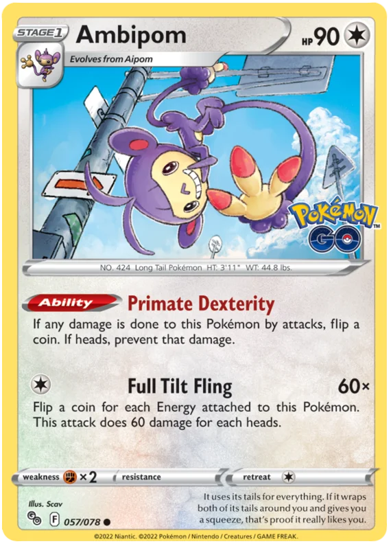 Ambipom Pokemon GO Card Singles 057/078