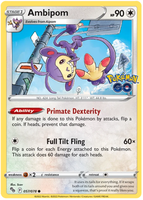Ambipom Pokemon GO Card Singles 057/078