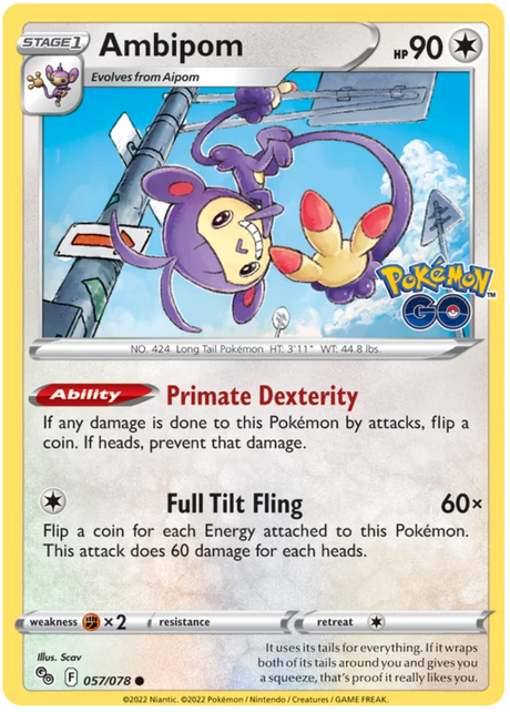 Ambipom Pokemon GO Card Singles 057/078