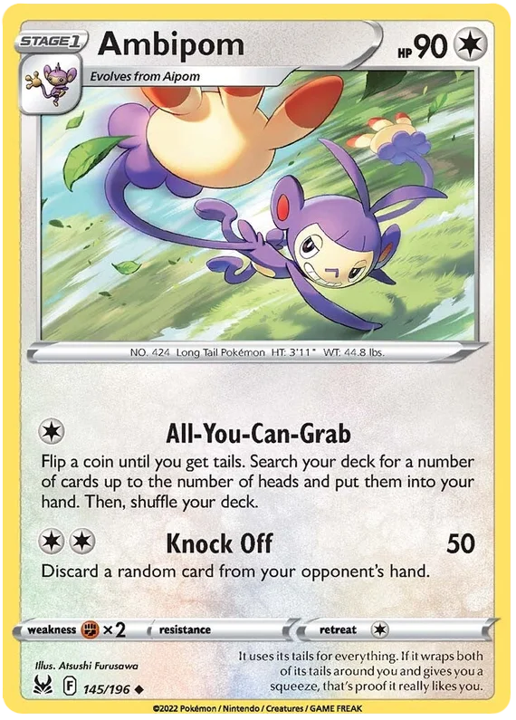 Ambipom Lost Origin Pokemon Single Card 145/196