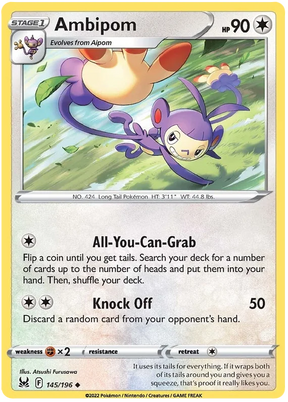 Ambipom Lost Origin Pokemon Single Card 145/196