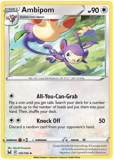 Ambipom Lost Origin Pokemon Single Card 145/196