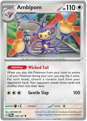 Ambipom Twilight Masquerade Pokemon Single 138/167