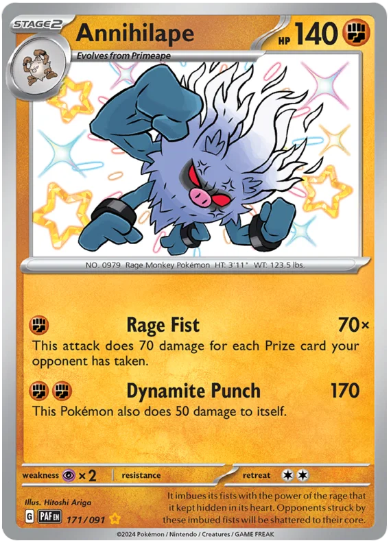 Annihilape Paldean Fates Pokemon Card Single 171/091