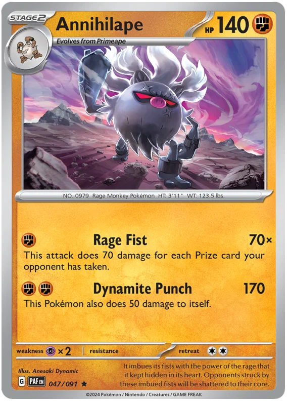 Annihilape Paldean Fates Pokemon Card Single 047/091