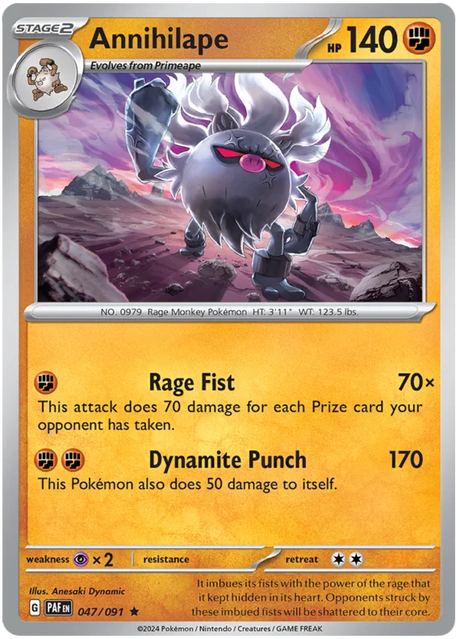Annihilape Paldean Fates Pokemon Card Single 047/091