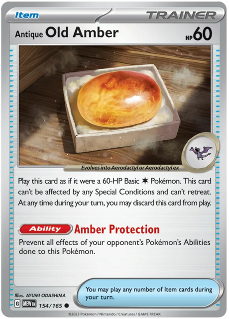 Antique Old Amber 151 Single Pokemon Card