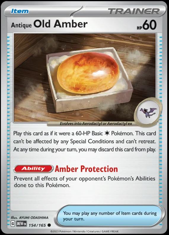 Antique Old Amber 151 Single Pokemon Card