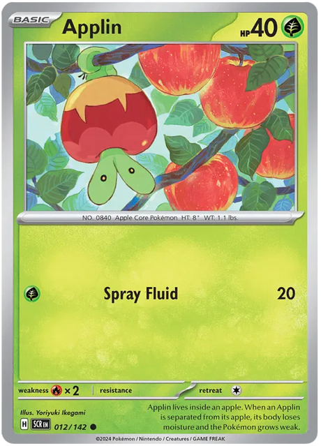 Applin Stellar Crown Pokemon Single Card 012/142