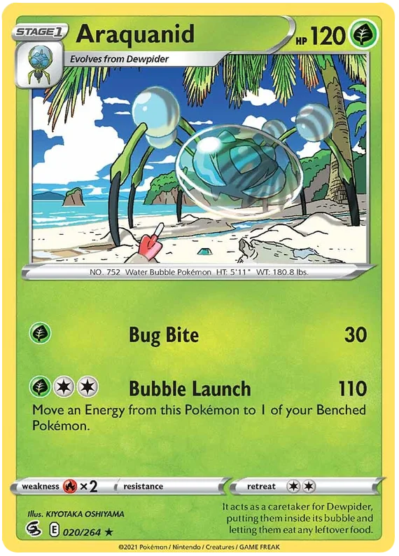 Araquanid Fusion Strike Pokemon Card Singles 020/264
