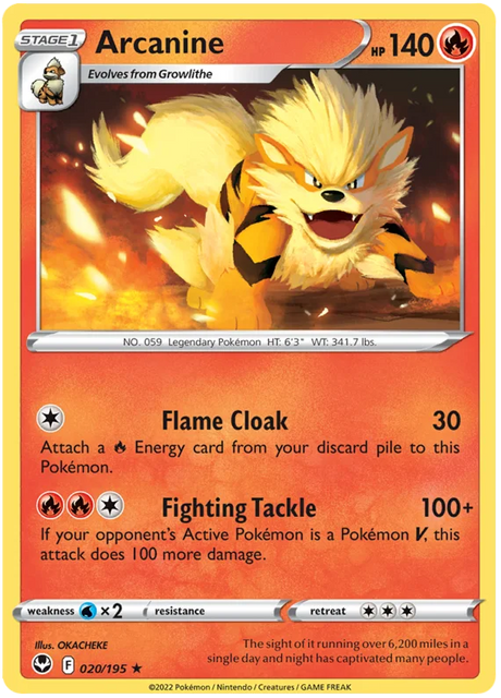 Arcanine Silver Tempest Pokemon Single 020/195
