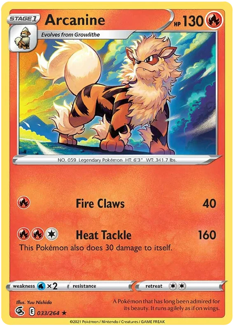 Arcanine Fusion Strike Pokemon Card Singles 033/264