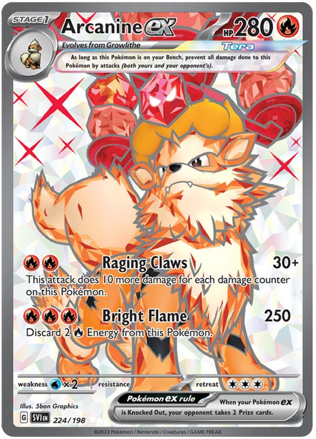 Arcanine ex Full Art Scarlet & Violet Base Set Pokemon Card Single