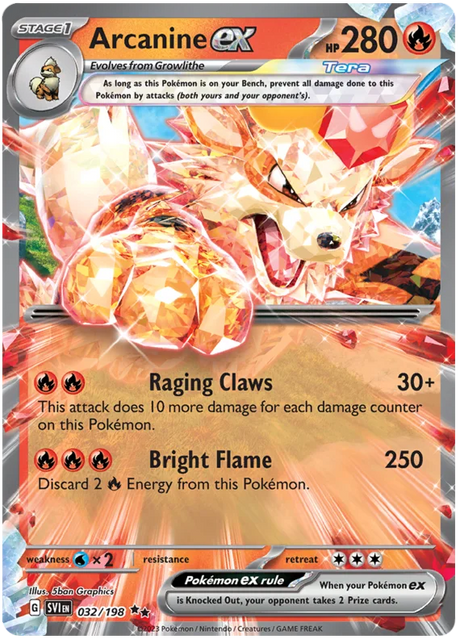 Arcanine ex Scarlet & Violet Base Set Pokemon Card Single