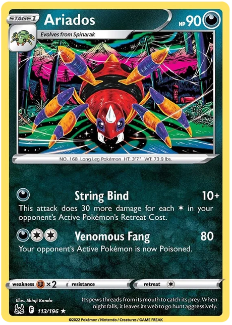 Ariados Lost Origin Pokemon Single Card 113/196
