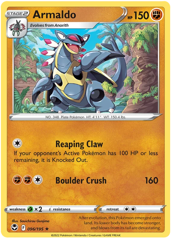 Armaldo Silver Tempest Pokemon Single 096/195