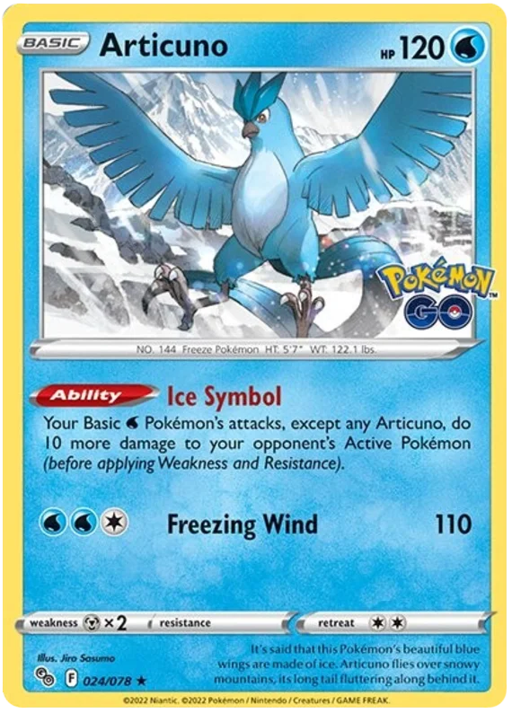 Articuno Pokemon GO Card Singles 024/078