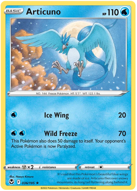 Articuno Silver Tempest Pokemon Single 036/195