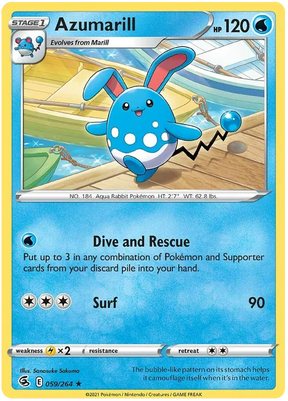 Azumarill Fusion Strike Pokemon Card Singles 059/264