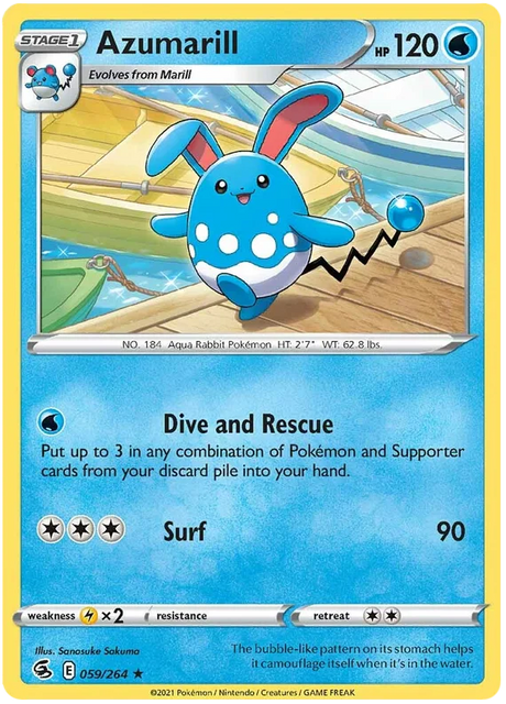 Azumarill Fusion Strike Pokemon Card Singles 059/264