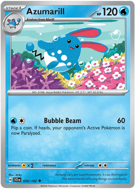 Azumarill Stellar Crown Pokemon Single Card 034/142