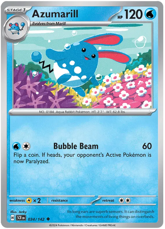 Azumarill Stellar Crown Pokemon Single Card 034/142