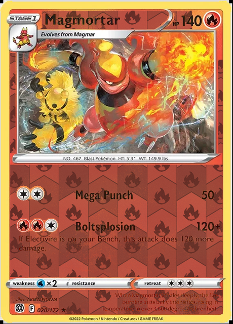 Magmortar 020/172, Brilliant Stars, Reverse Holo finish, representative matte composite