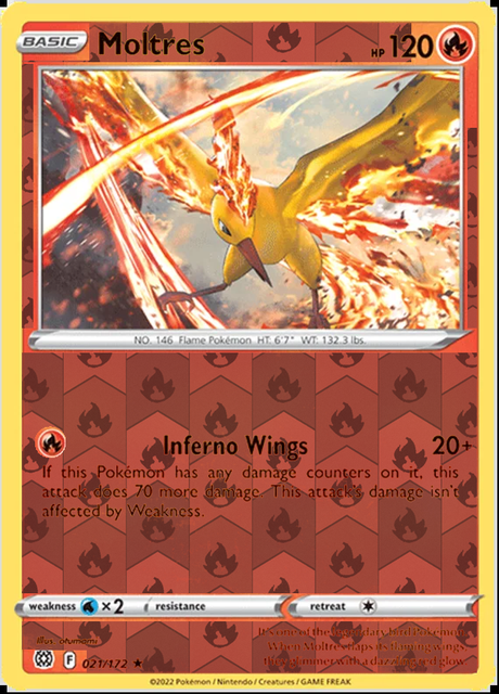Moltres 021/172, Brilliant Stars, Reverse Holo finish, representative matte composite