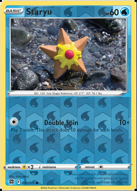 Staryu 030/172, Brilliant Stars, Reverse Holo finish, representative matte composite