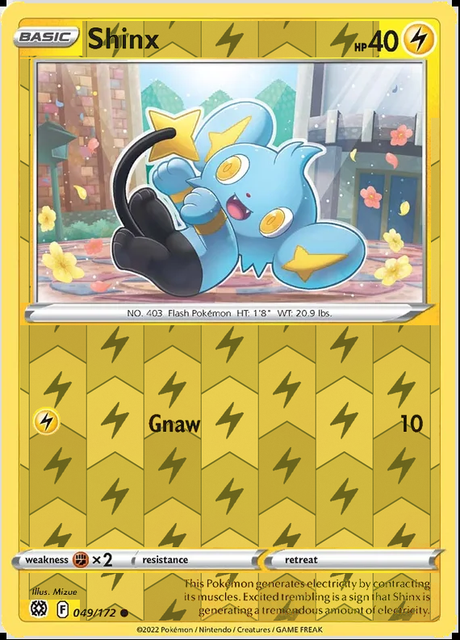 Shinx 049/172, Brilliant Stars, Reverse Holo finish, representative matte composite