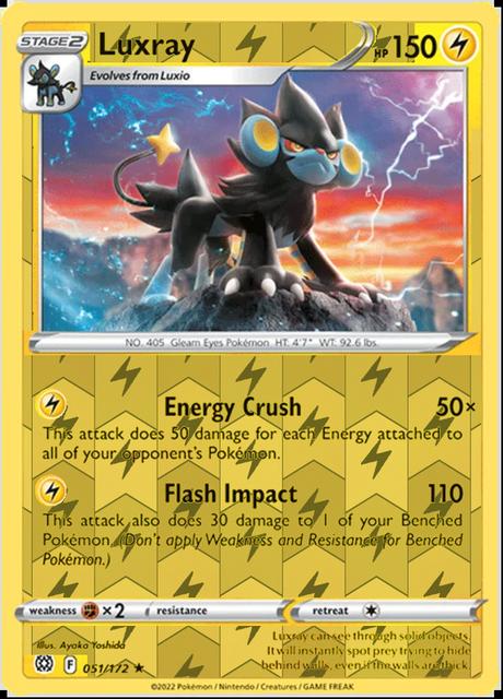 Luxray 051/172, Brilliant Stars, Reverse Holo finish, representative matte composite