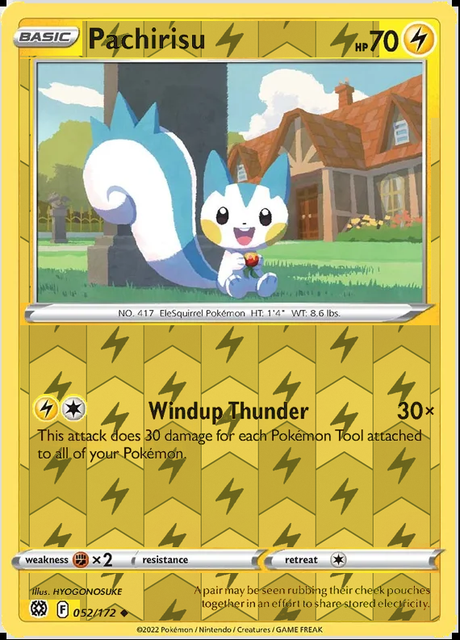 Pachirisu 052/172, Brilliant Stars, Reverse Holo finish, representative matte composite