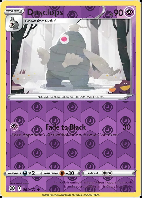 Dusclops 061/172, Brilliant Stars, Reverse Holo finish, representative matte composite