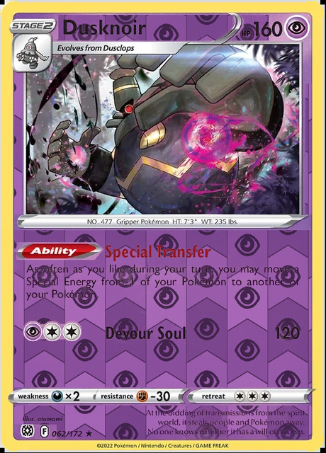 Dusknoir 062/172, Brilliant Stars, Reverse Holo finish, representative matte composite